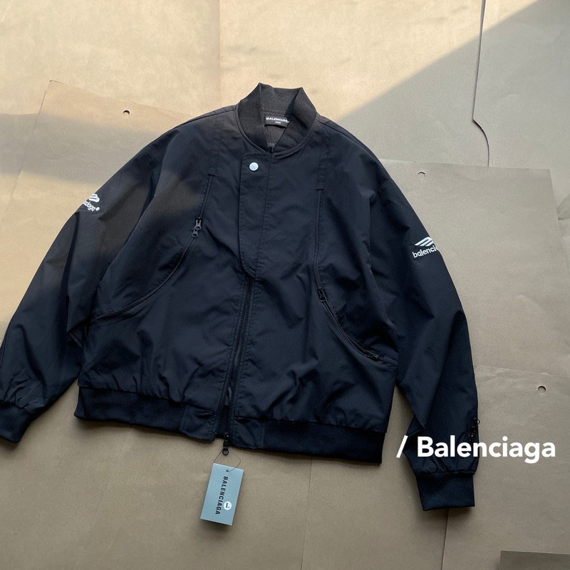 Balenciaga 3B Embroidered Deconstructed Multi-Zip Bomber Jacket