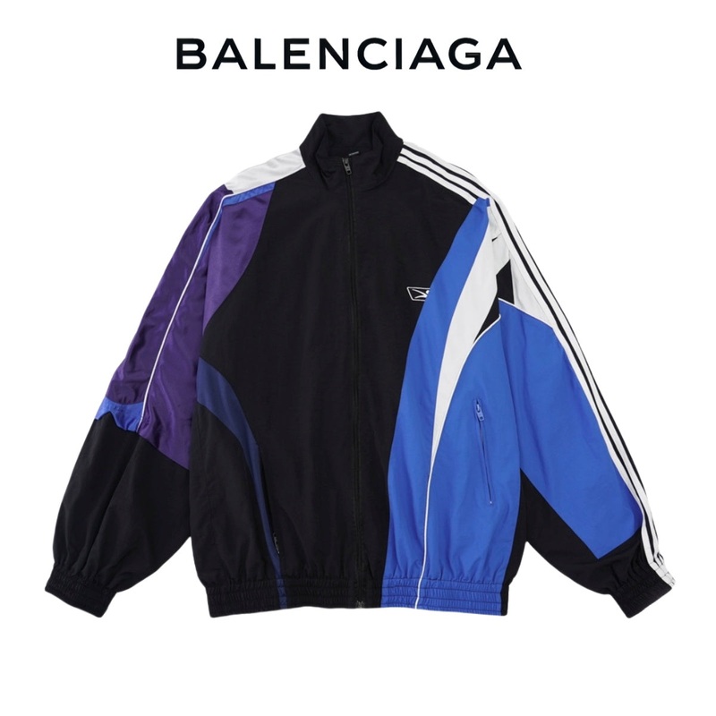 Balenciaga Patchwork Stand-Collar Varsity Jacket