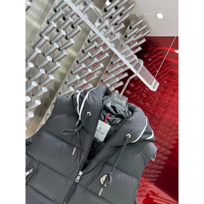 Moncler Hooded Down Vest | Unisex Premium Edition | 90% White Duck Down | Sizes 15 | Black/White