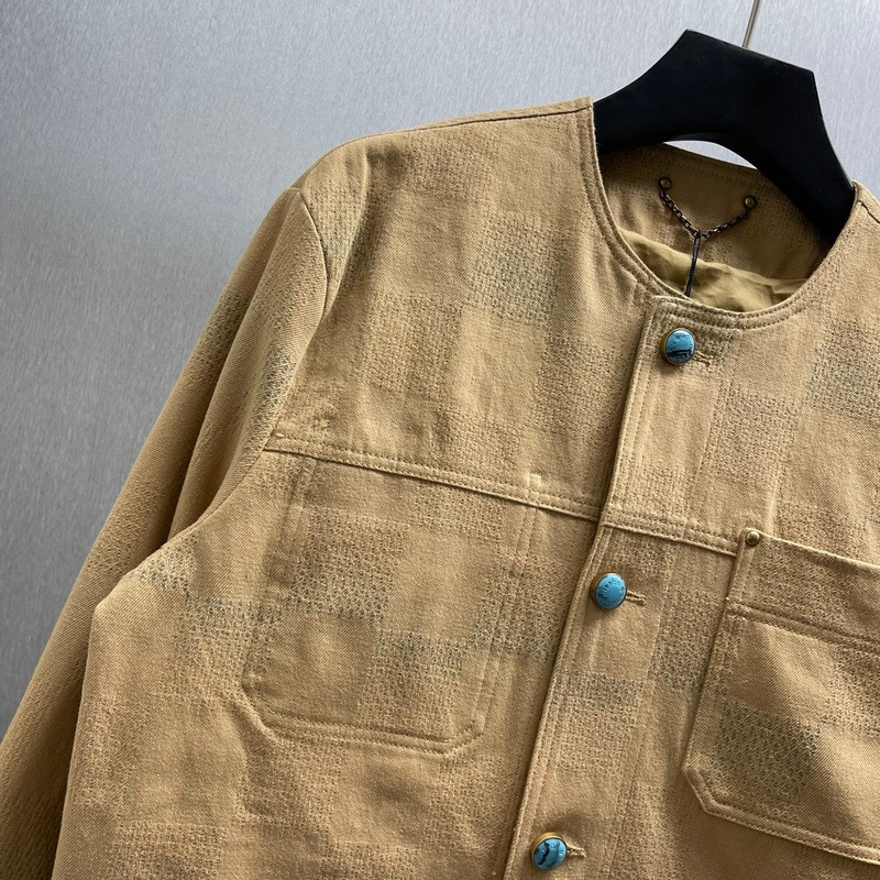 LV Collarless Jacquard Denim Workwear Jacket | Sizes SXL