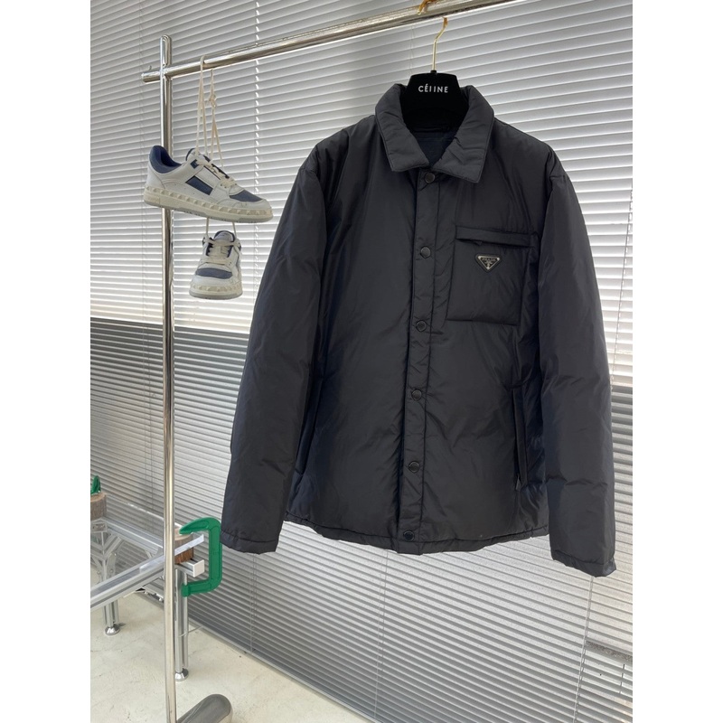 PRADA 24SS Minimalist Triangle Logo Down JacketWinter CollectionBlack (Sizes MXXL)