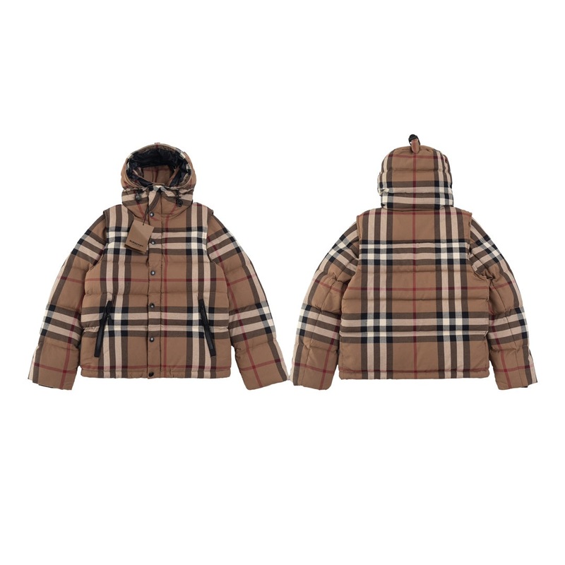 Burberry Plaid Hooded Down Jacket  Unisex