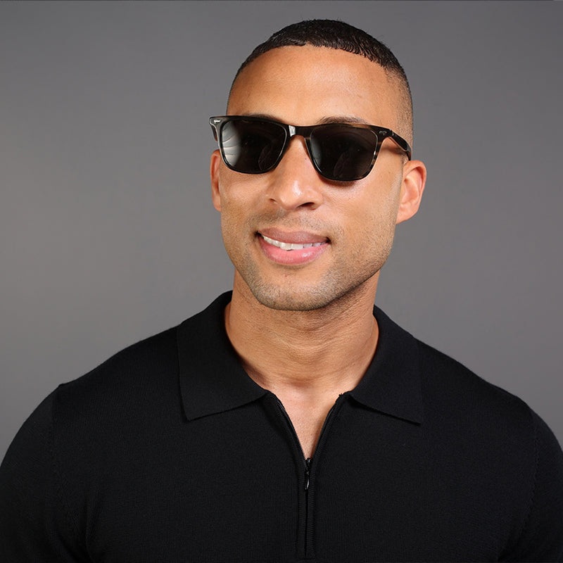 Black Venetian Merino Zip Polo