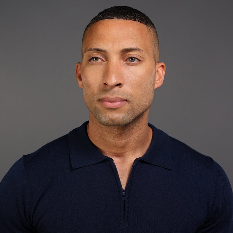 Navy Venetian Merino Zip Polo