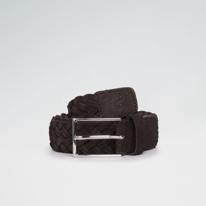 Brown Woven Suede Belt