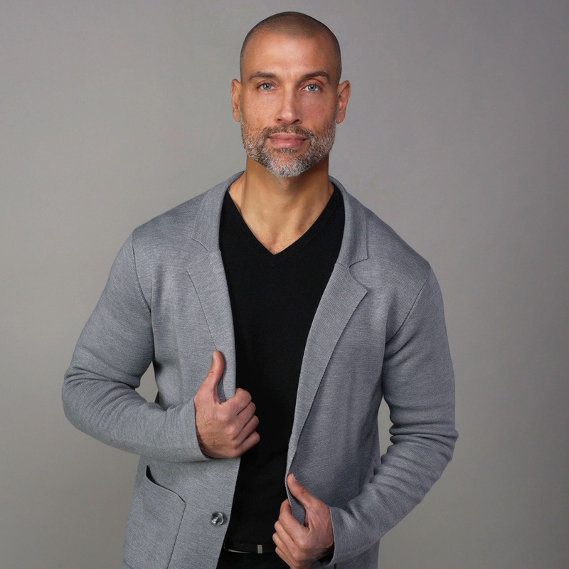 The Milano Deconstructed Knit Swazer – Grey Merino Blend Sweater Blazer