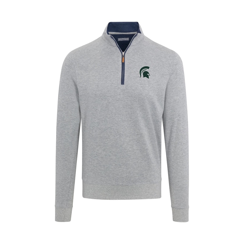 Michigan State Light Grey Heather Cloud Cotton Quarter Zip Pullover