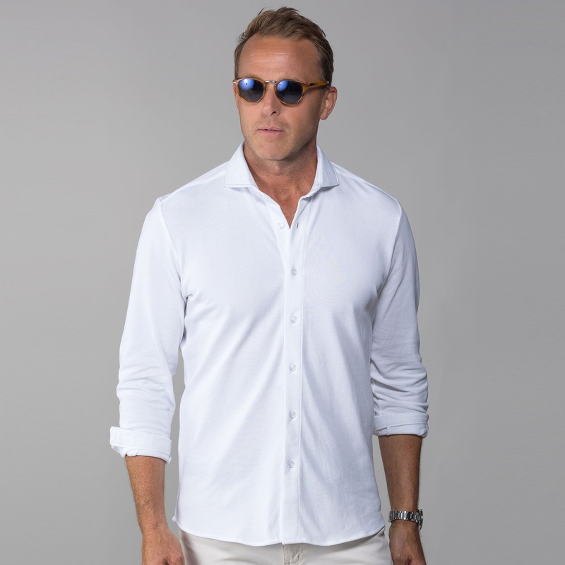 Montana Button Down Cotton Piqu Long Sleeve White