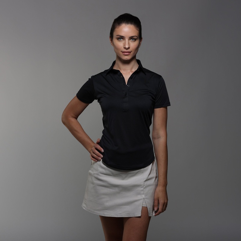 Women’s Cap Sleeve Semi Spread Polo Black