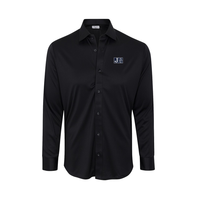 Jackson State Quattro Flex Dress Shirt with Semi-Spread Collar Black