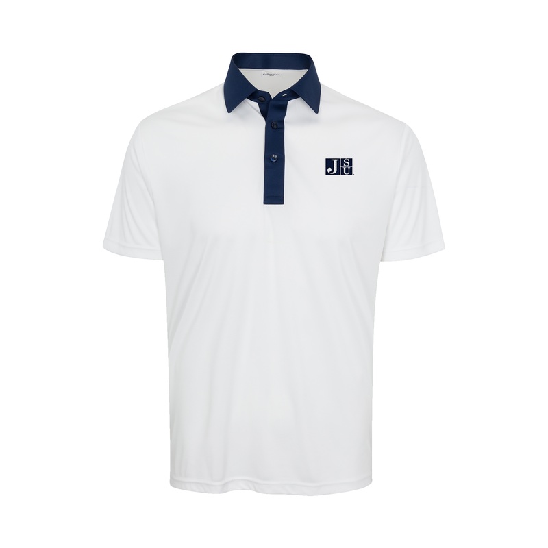 Jackson State Semi-Spread Collar Polo Austin White with Navy Accent