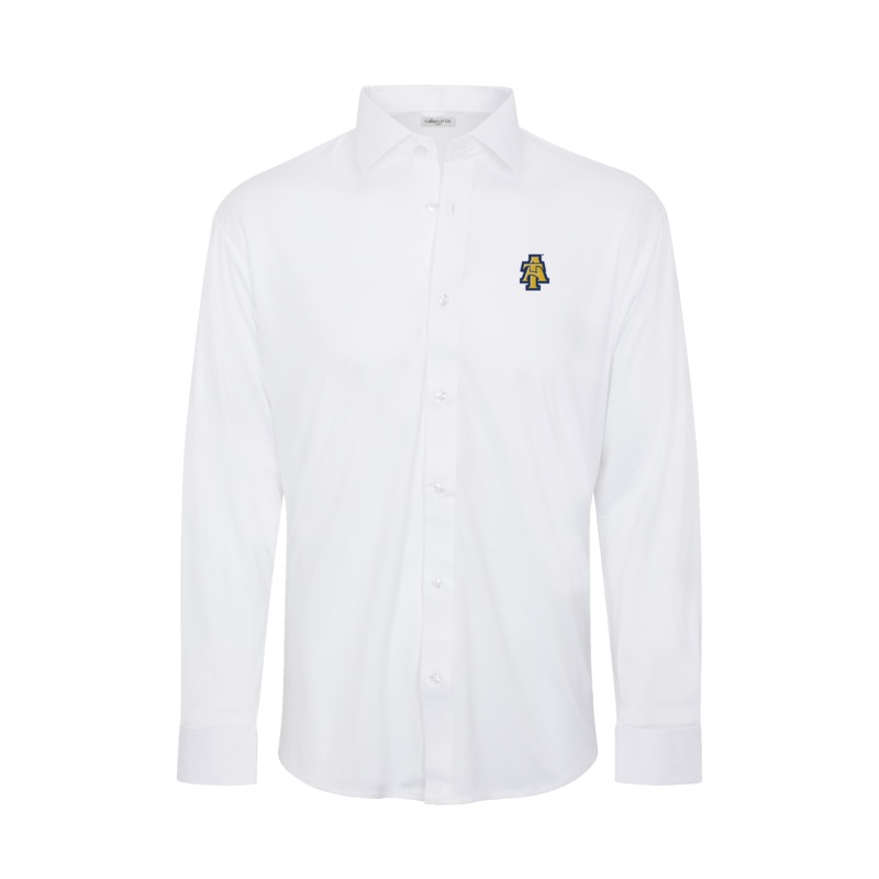North Carolina A&T Quattro Flex Dress Shirt with Semi-Spread Collar White