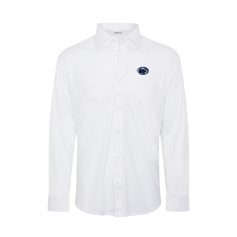 Penn State Quattro Flex Dress Shirt with Semi-Spread Collar White