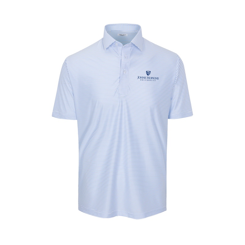 Johns Hopkins Featherweight Flex Polo Camden White with Blue Stripe