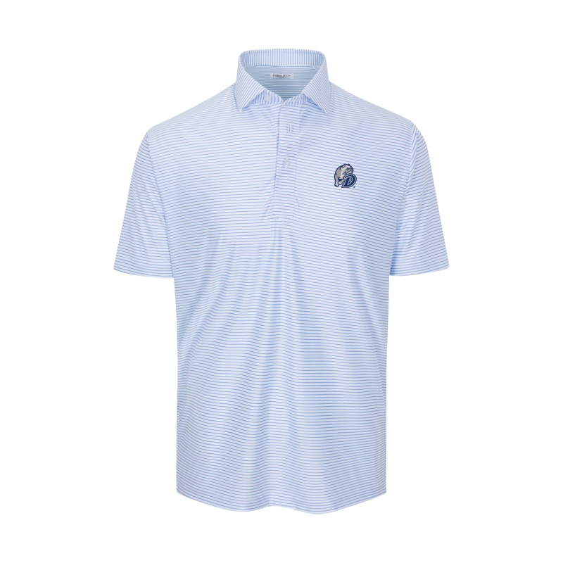 Drake Featherweight Flex Polo Camden White with Blue Stripe