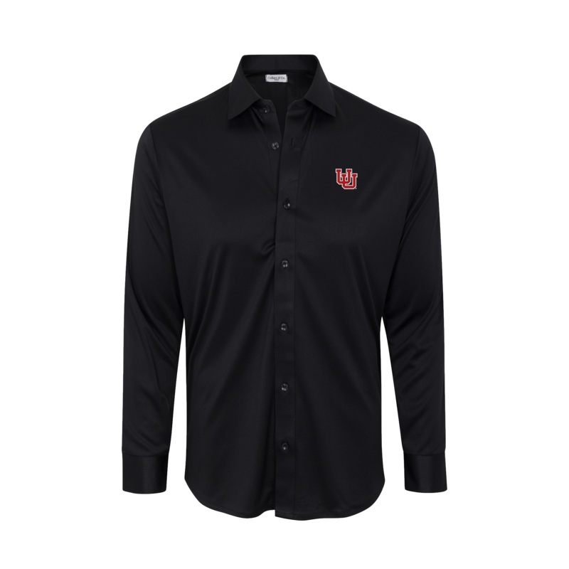 Utah Quattro Flex Dress Shirt with Semi-Spread Collar Black