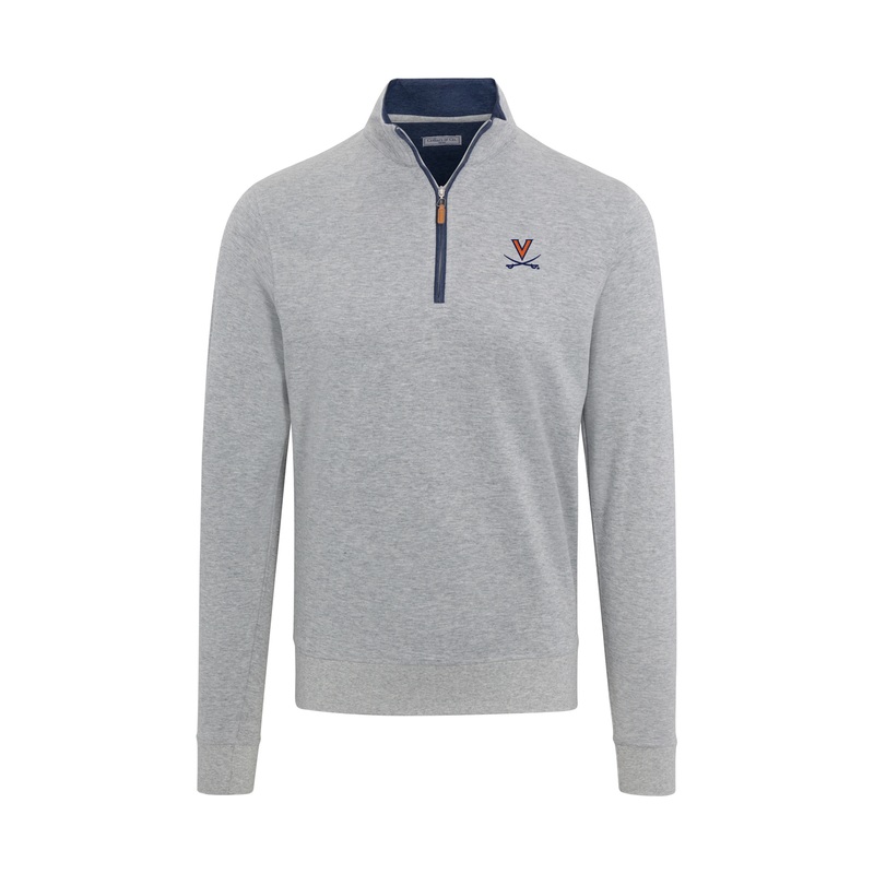 Virginia Light Grey Heather Cloud Cotton Quarter Zip Pullover