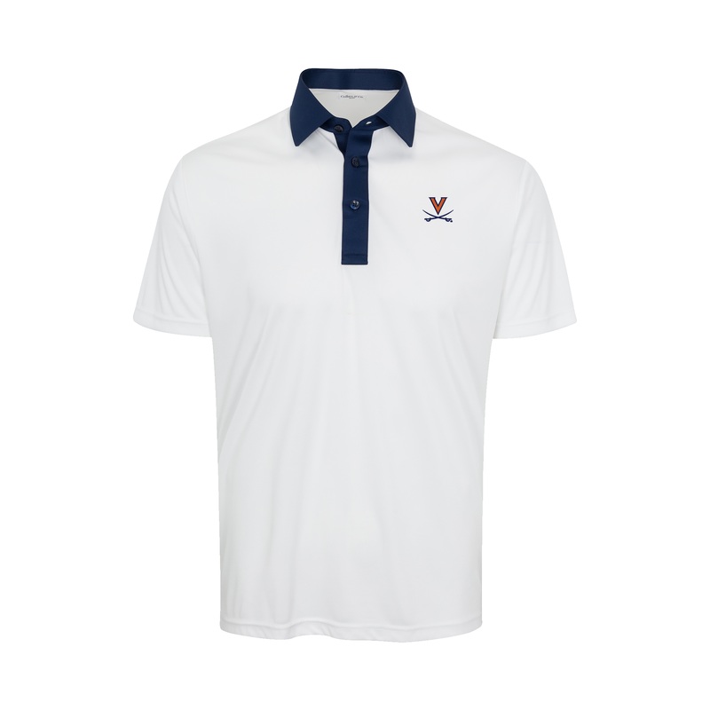 Virginia Semi-Spread Collar Polo Austin White with Navy Accent