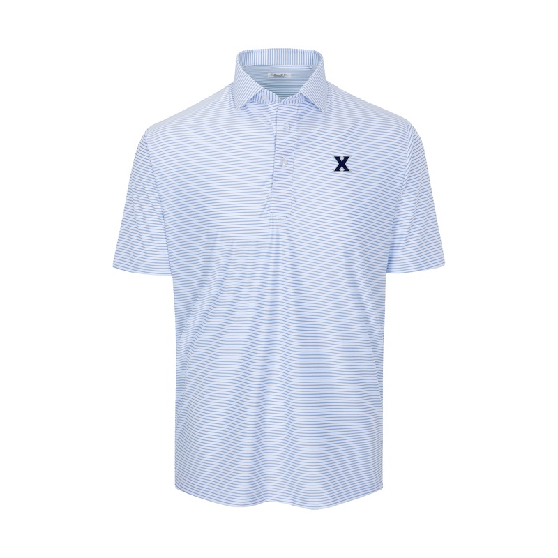 Xavier Featherweight Flex Polo Camden White with Blue Stripe