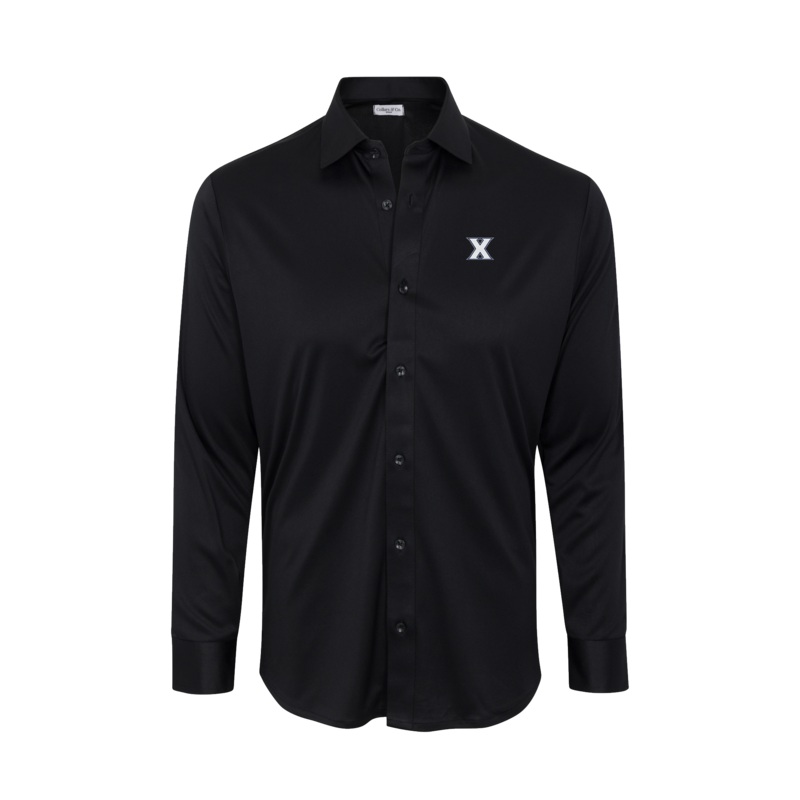 Xavier Quattro Flex Dress Shirt with Semi-Spread Collar Black