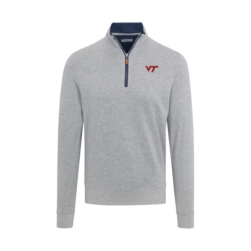 Virginia Tech Light Grey Heather Cloud Cotton Quarter Zip Pullover