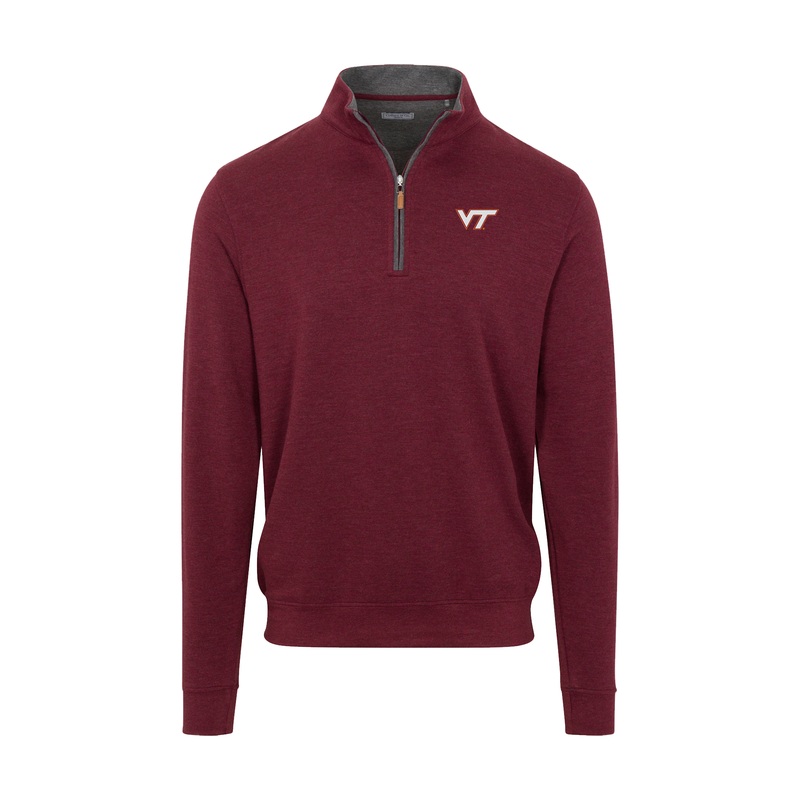 Virginia Tech Merlot Heather Cloud Cotton Quarter Zip Pullover
