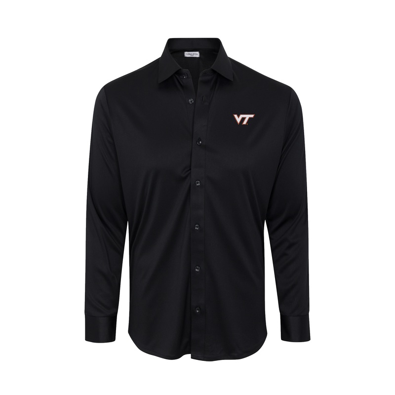 Virginia Tech Quattro Flex Dress Shirt with Semi-Spread Collar Black