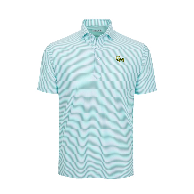 George Mason Featherweight Flex Polo Augusta Green Stripe