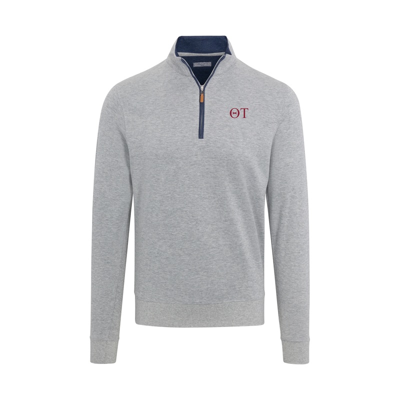 Theta Tau Light Grey Heather Cloud Cotton Quarter Zip Pullover