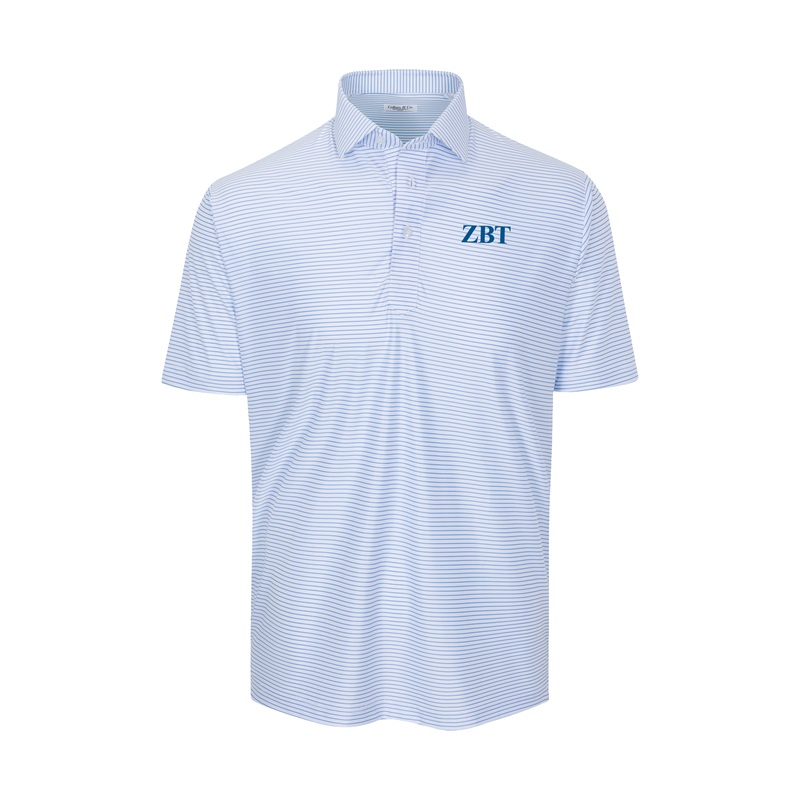 Zeta Beta Tau Featherweight Flex Polo Camden White with Blue Stripe