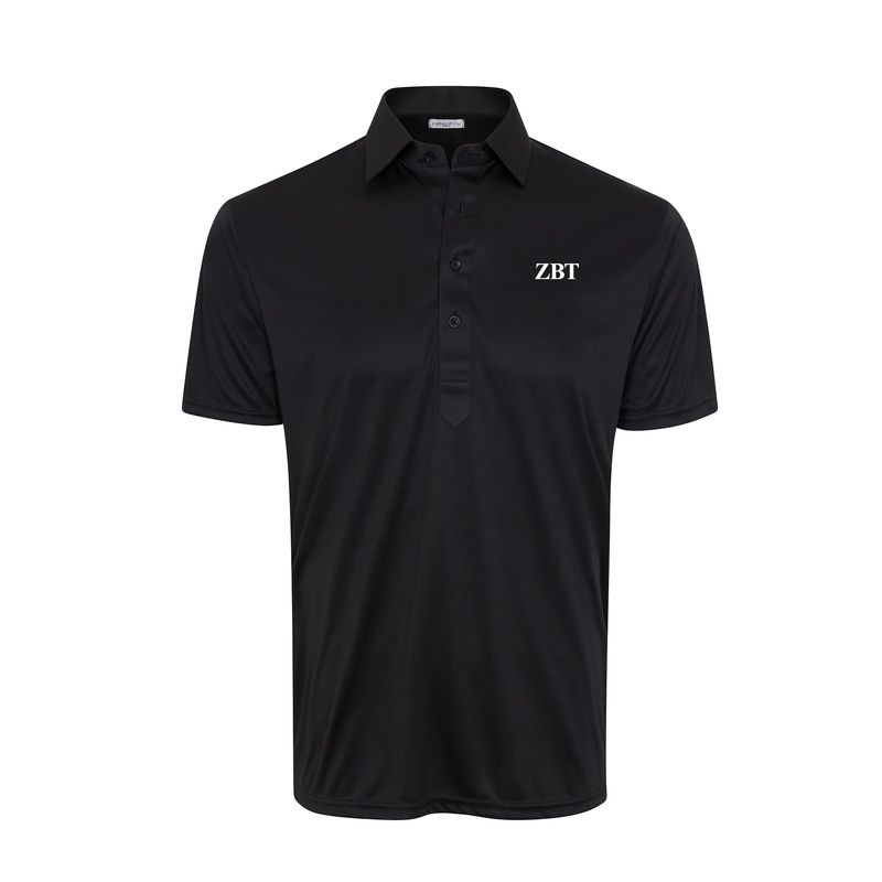 Zeta Beta Tau Semi-Spread Collar Polo Black