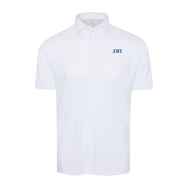 Zeta Beta Tau Semi-Spread Collar Polo White