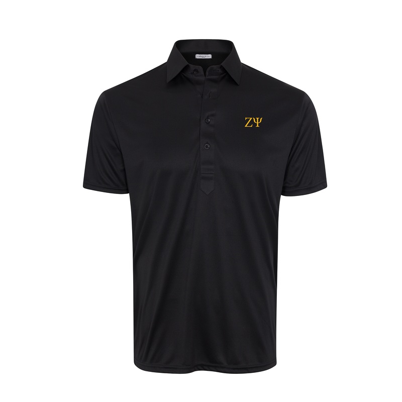 Zeta Psi Semi-Spread Collar Polo Black