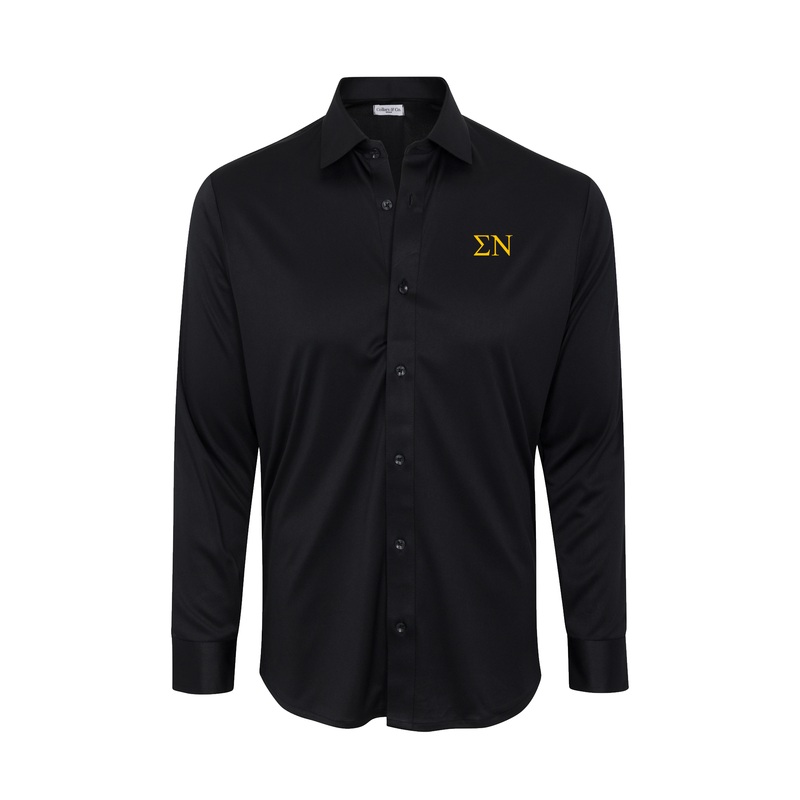 Sigma Nu Quattro Flex Dress Shirt with Semi-Spread Collar Black