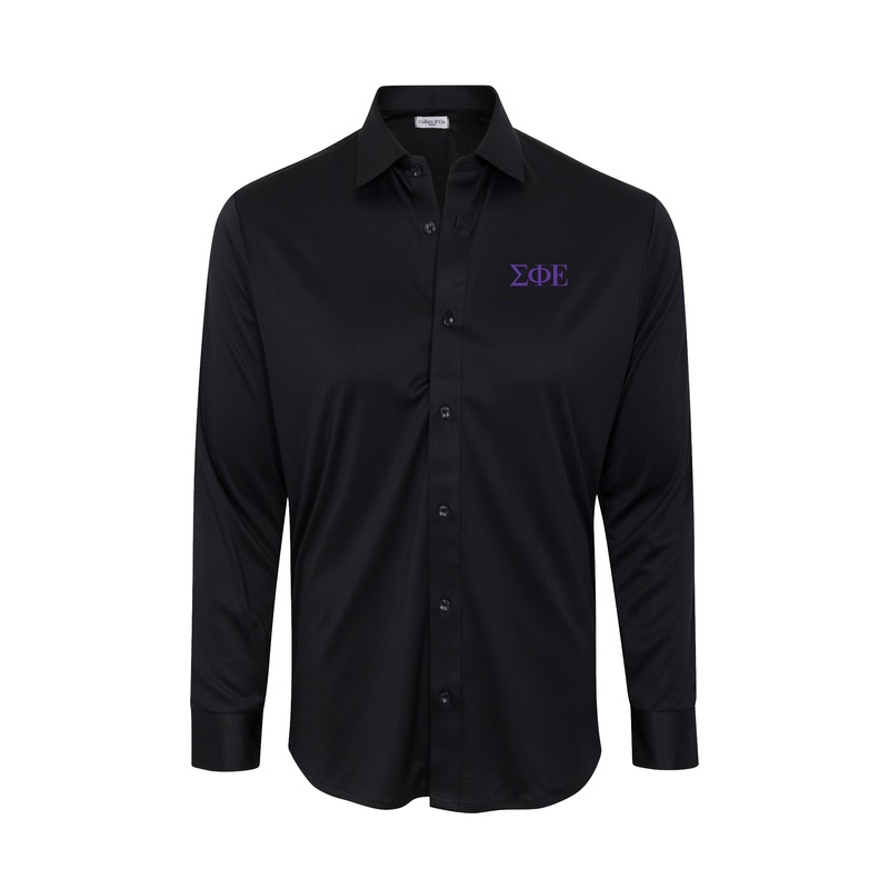Sigma Phi Epsilon Quattro Flex Dress Shirt with Semi-Spread Collar Black