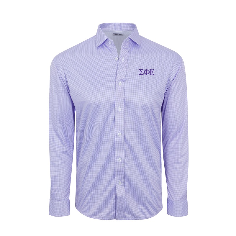 Sigma Phi Epsilon Quattro Flex Dress Shirt with Semi-Spread Collar Lavender Houndstooth