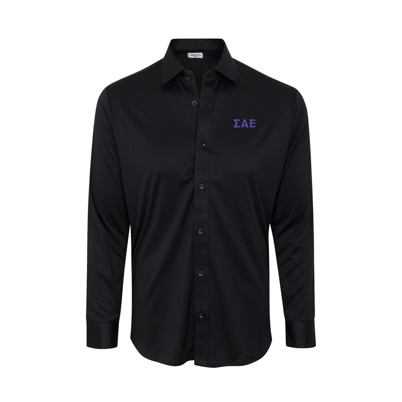 Sigma Alpha Epsilon Quattro Flex Dress Shirt with Semi-Spread Collar Black