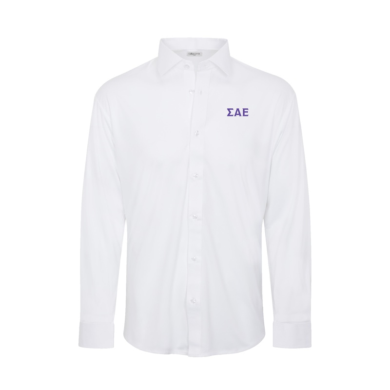 Sigma Alpha Epsilon Quattro Flex Dress Shirt with Semi-Spread Collar White