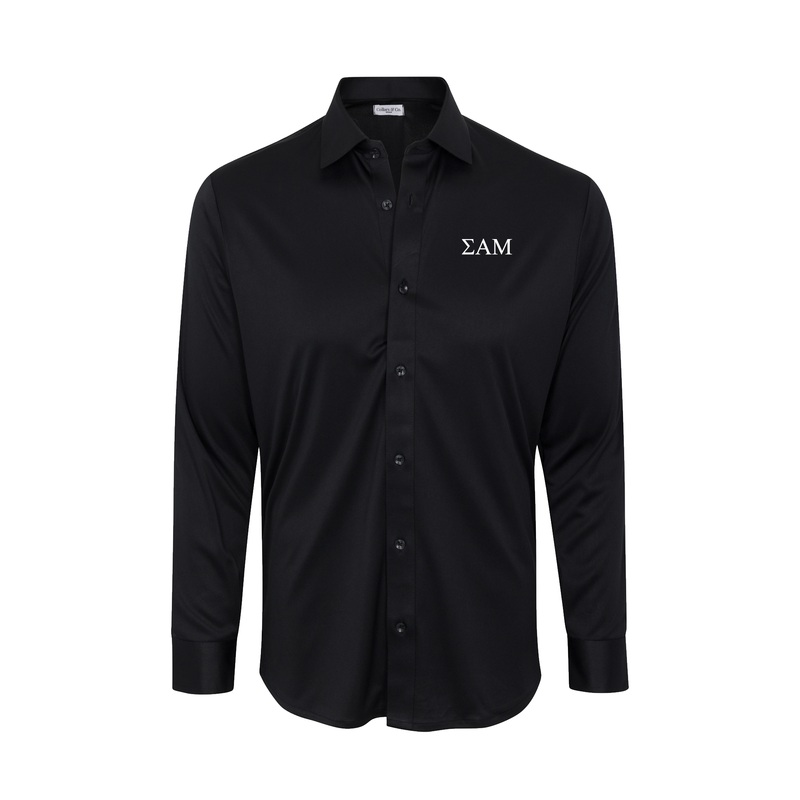 Sigma Alpha Mu Quattro Flex Dress Shirt with Semi-Spread Collar Black