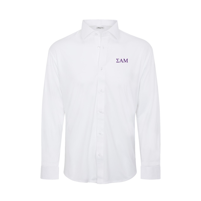 Sigma Alpha Mu Quattro Flex Dress Shirt with Semi-Spread Collar White