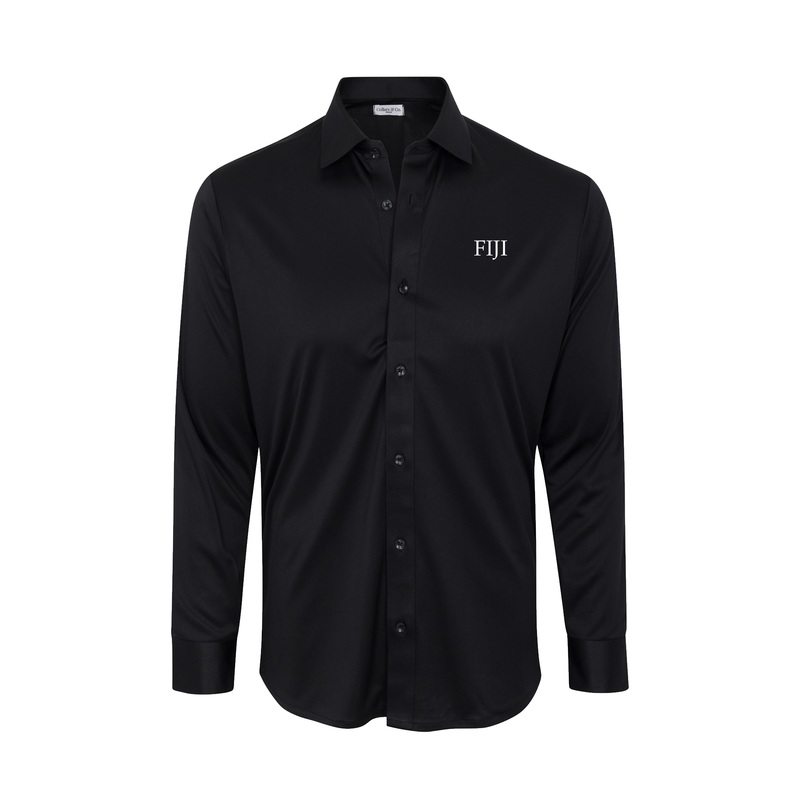 Phi Gamma Delta Quattro Flex Dress Shirt with Semi-Spread Collar Black