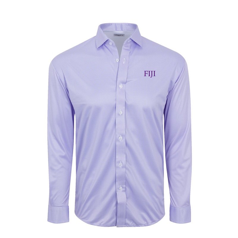 Phi Gamma Delta Quattro Flex Dress Shirt with Semi-Spread Collar Lavender Houndstooth