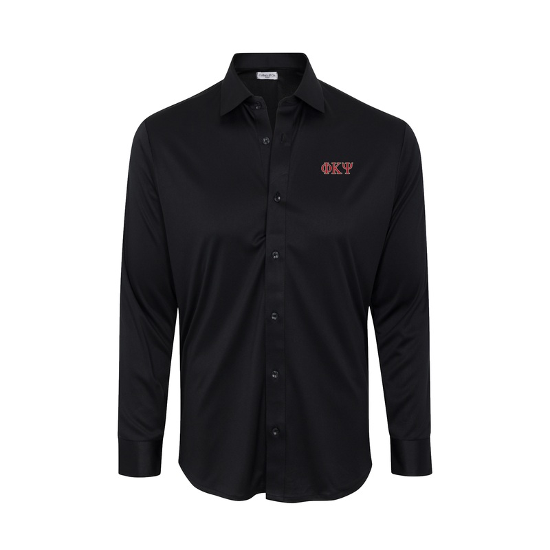Phi Kappa Psi Quattro Flex Dress Shirt with Semi-Spread Collar Black