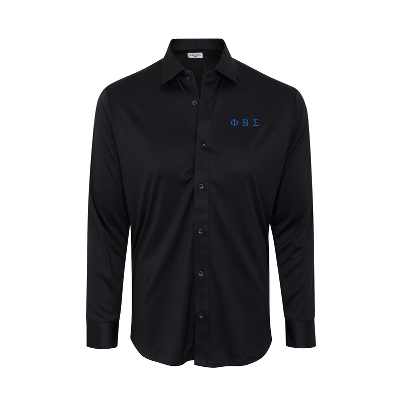 Phi Beta Sigma Quattro Flex Dress Shirt with Semi-Spread Collar Black