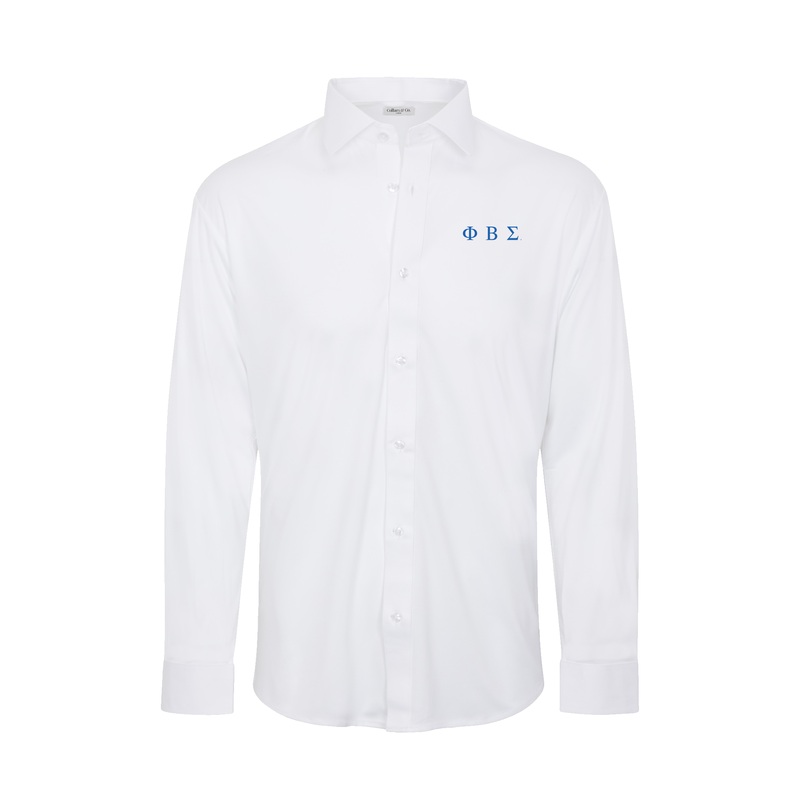 Phi Beta Sigma Quattro Flex Dress Shirt with Semi-Spread Collar White