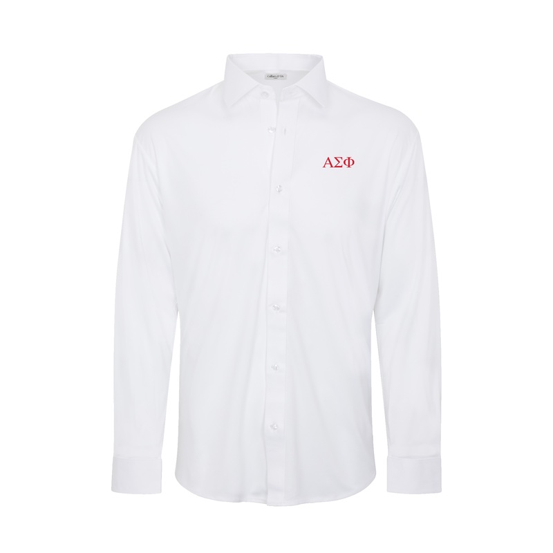 Alpha Sigma Phi Quattro Flex Dress Shirt with Semi-Spread Collar White