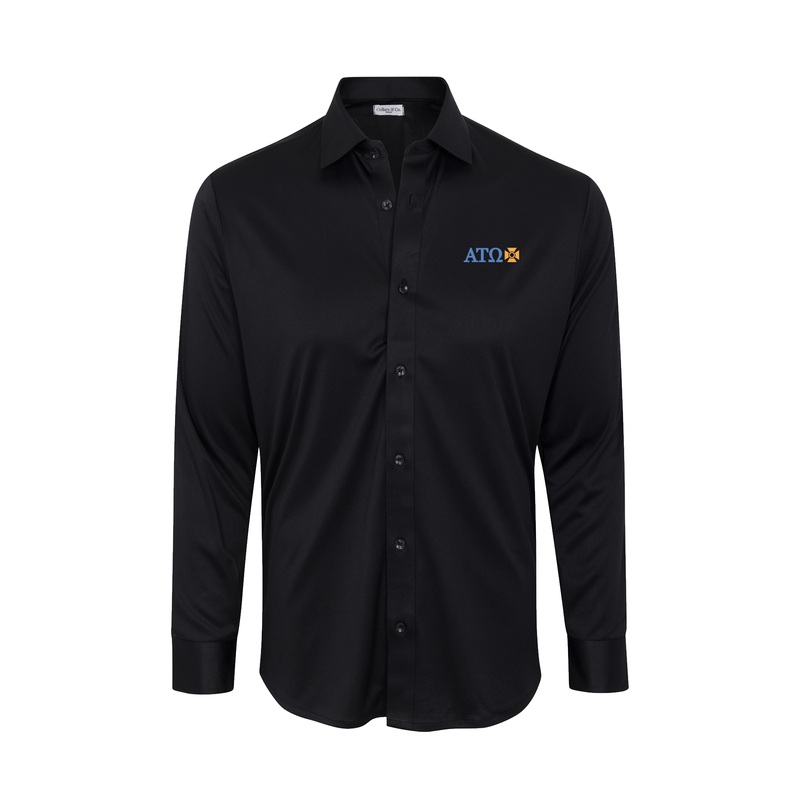 Alpha Tau Omega Quattro Flex Dress Shirt with Semi-Spread Collar Black