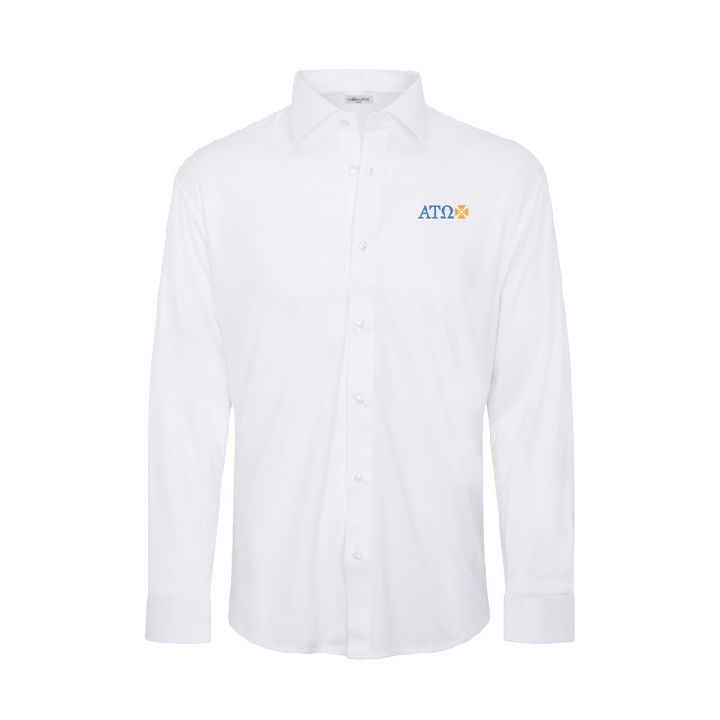 Alpha Tau Omega Quattro Flex Dress Shirt with Semi-Spread Collar White