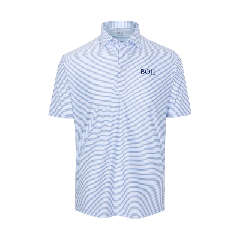 Beta Theta Pi Featherweight Flex Polo Camden White with Blue Stripe