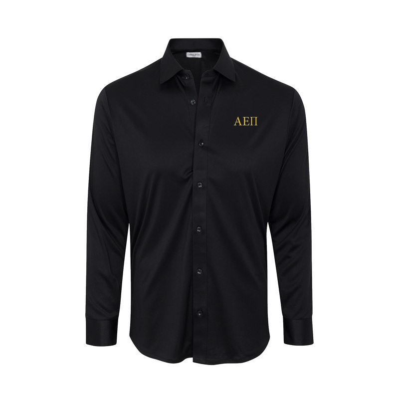 Alpha Epsilon Pi Quattro Flex Dress Shirt with Semi-Spread Collar Black